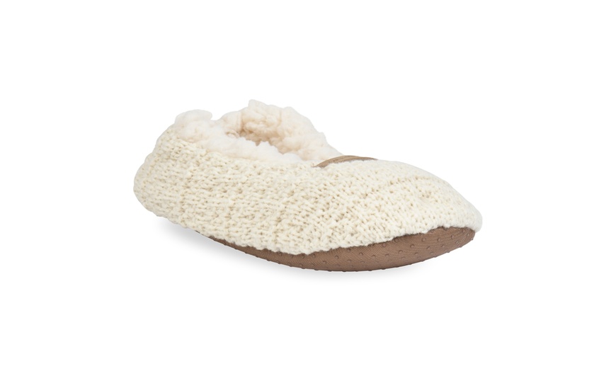 Gaahuu Womens Textured Knit Ballerina Slippers With Faux Shearling