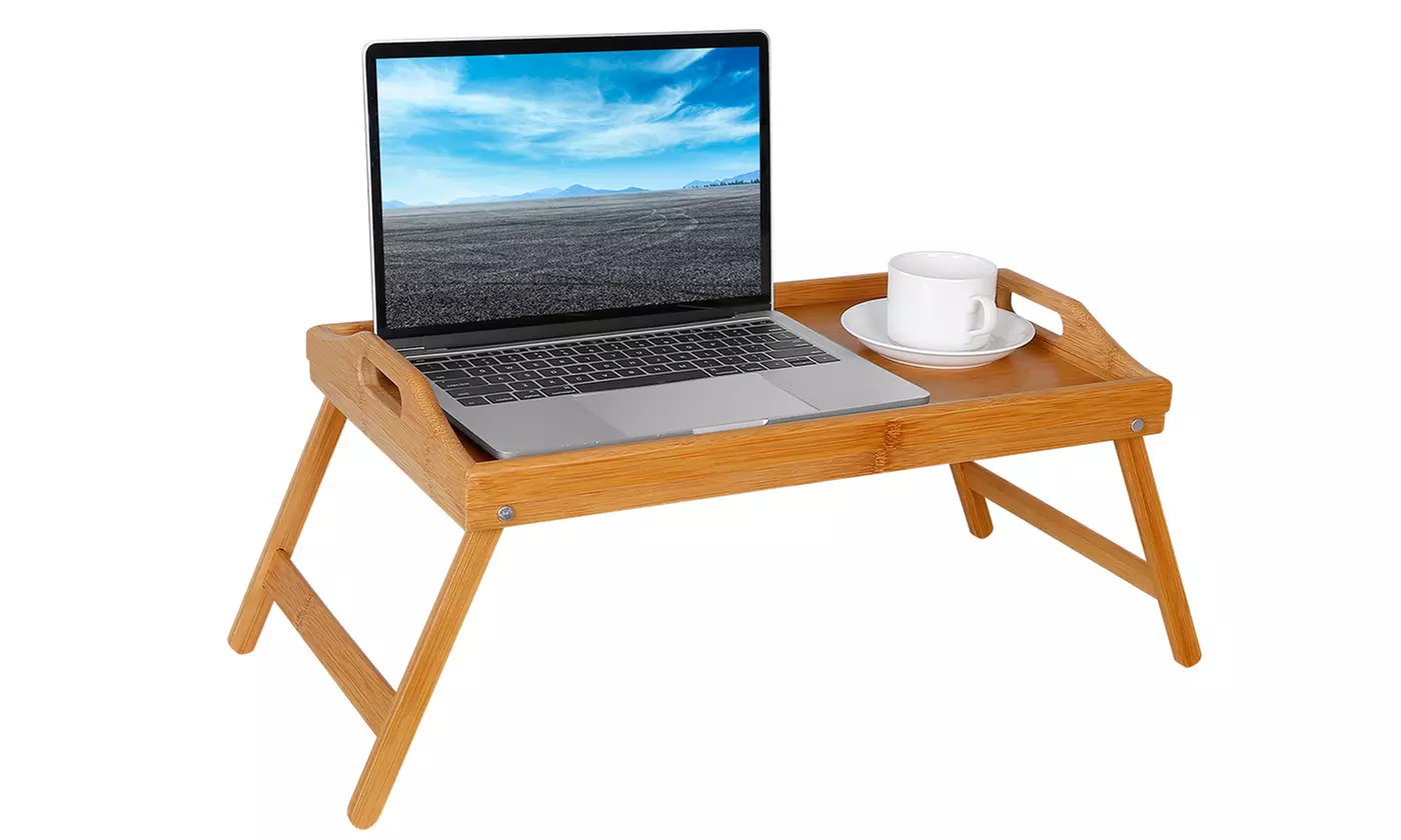 iMounTEK Bamboo Laptop Table Bed Lap Tray Foldable Laptop Table w/ Handles - Primary Image