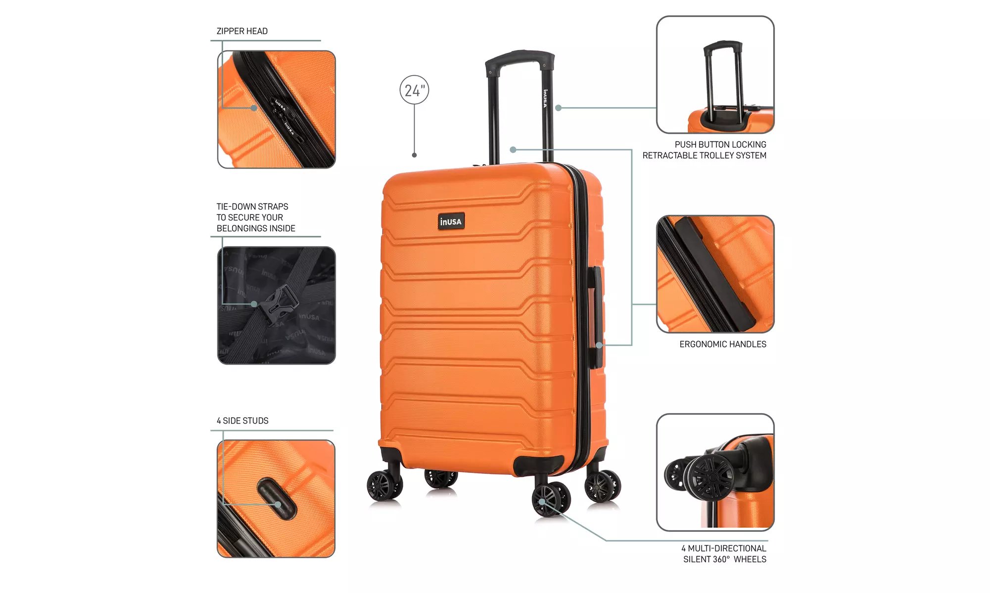 InUSA Trend lightweight hardside spinner luggage 20'', 24", 28" 