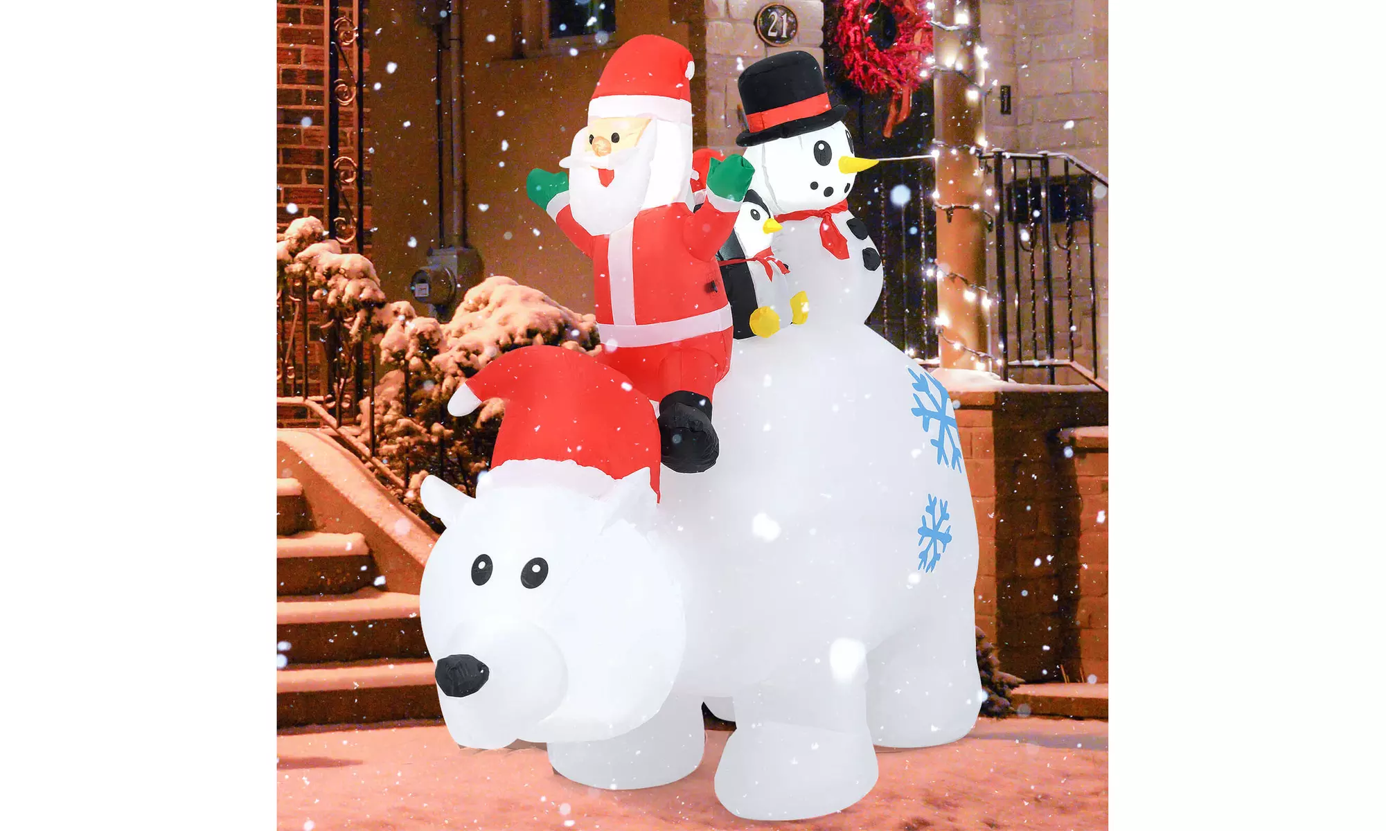 Costway Inflatable Christmas Santa Claus Helicopter Snowman Penguin Lights