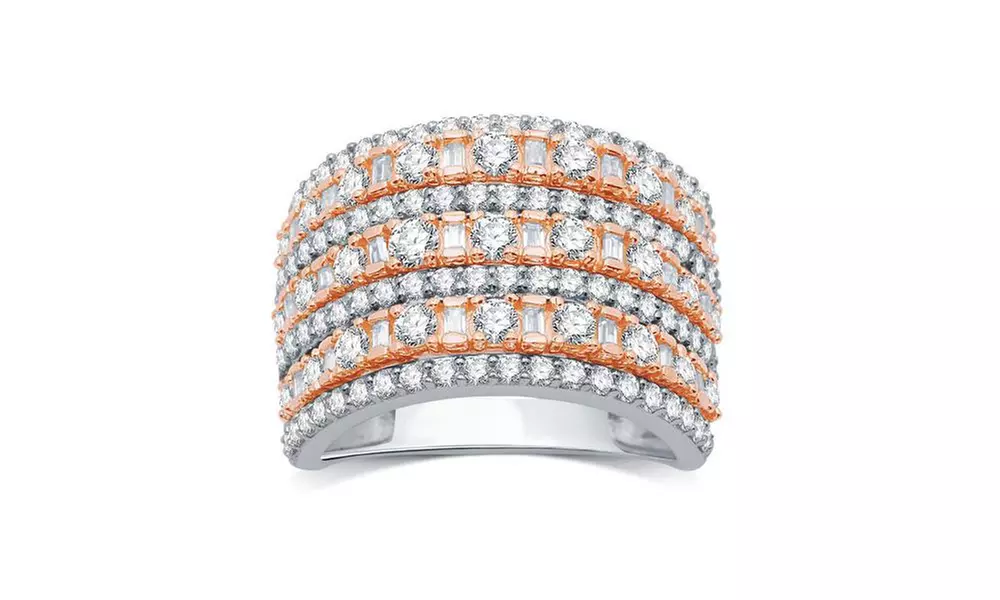 2 CTTW Diamond Multi-Row Ring in Sterling Silver with Rose Plating by DeCarat - Primary Image