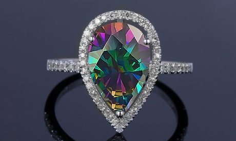 Fine 925 Sterling Silver 4.00 CTTW Genuine Rainbow Topaz Pear Cut 8 1 4 Ct Topaz November Mystic Topaz Sterling Silver