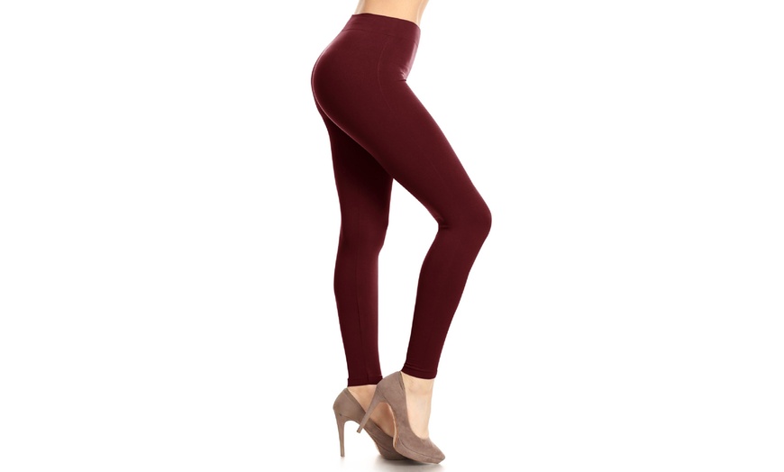 Image 34: Plus size,Solid Color Basic Soft Comfy Elastic Waistband High Waist Leggings