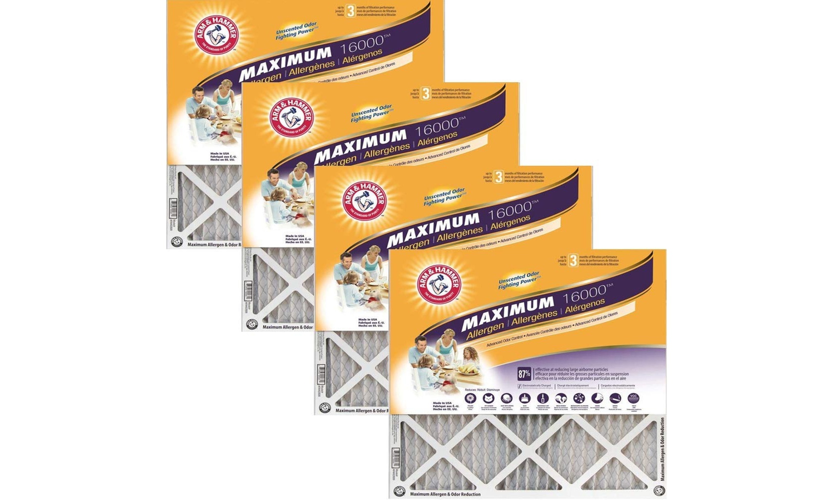 Arm & Hammer Maximum Odor Allergen Furnace Air Filters MERV 11 (4-Pack)