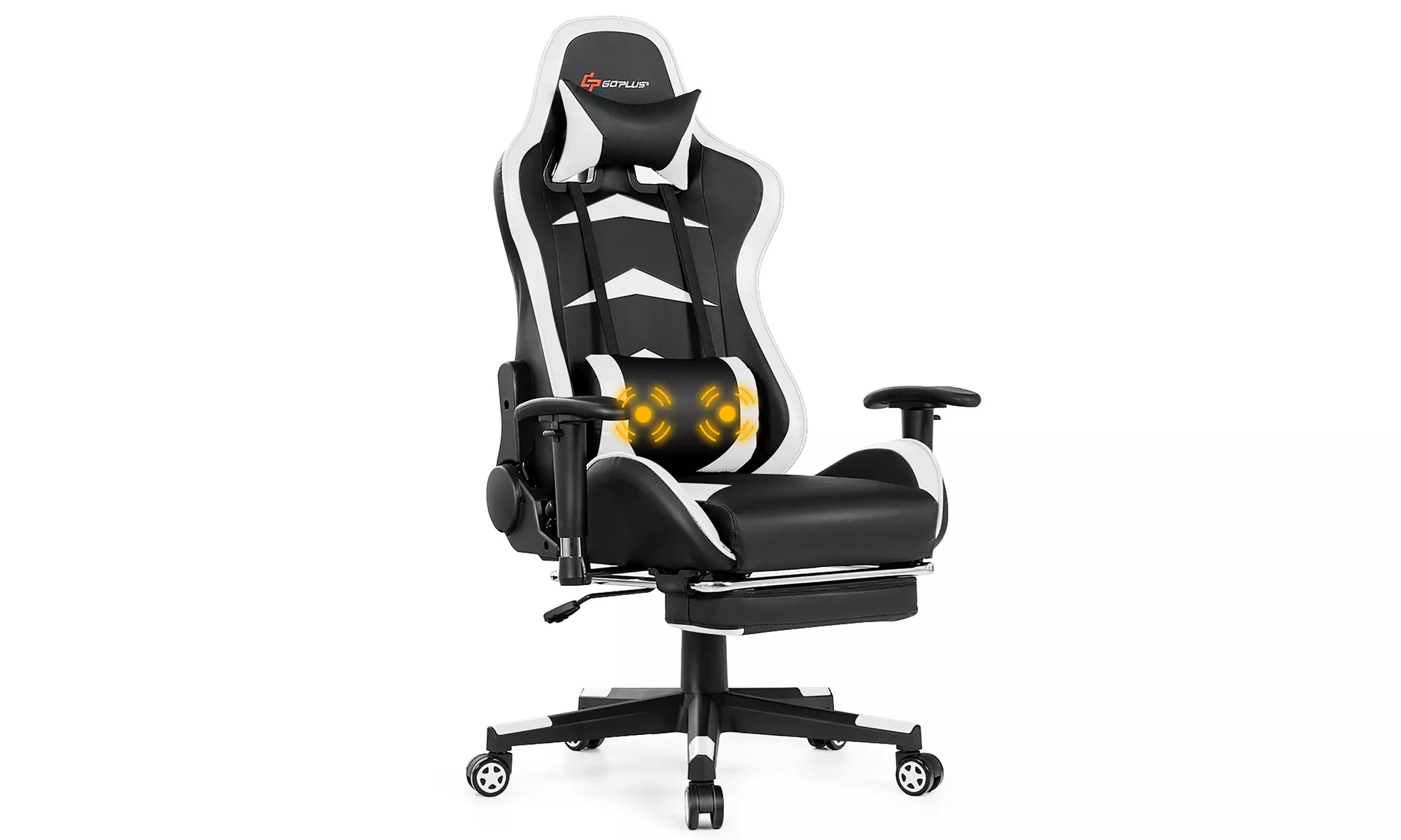 Goplus Massage Gaming Chair Reclining Swivel Racing Office Chair with Footrest