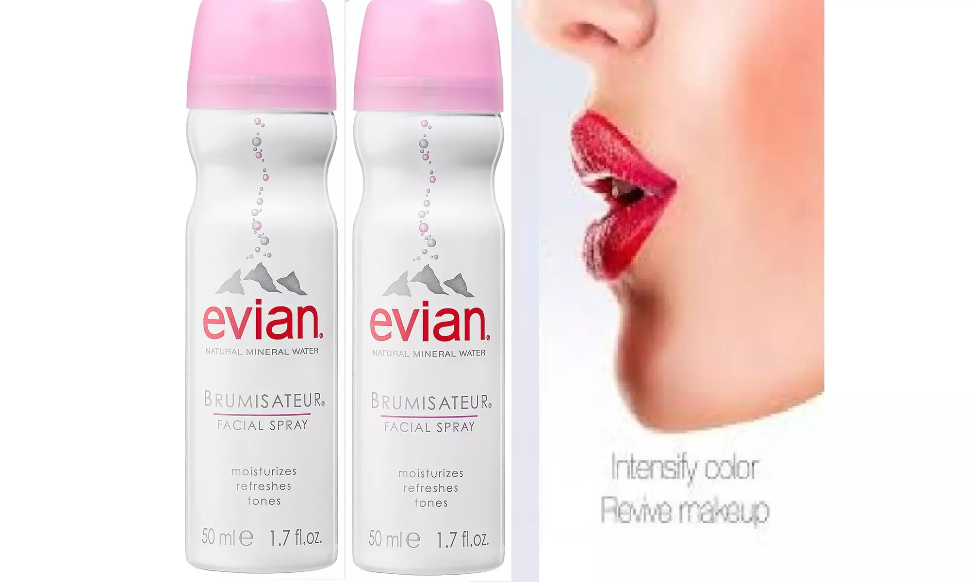 2 Pack! Evian Brumisateur Natural Mineral Water Facial Spray 2X 1.7oz - Primary Image