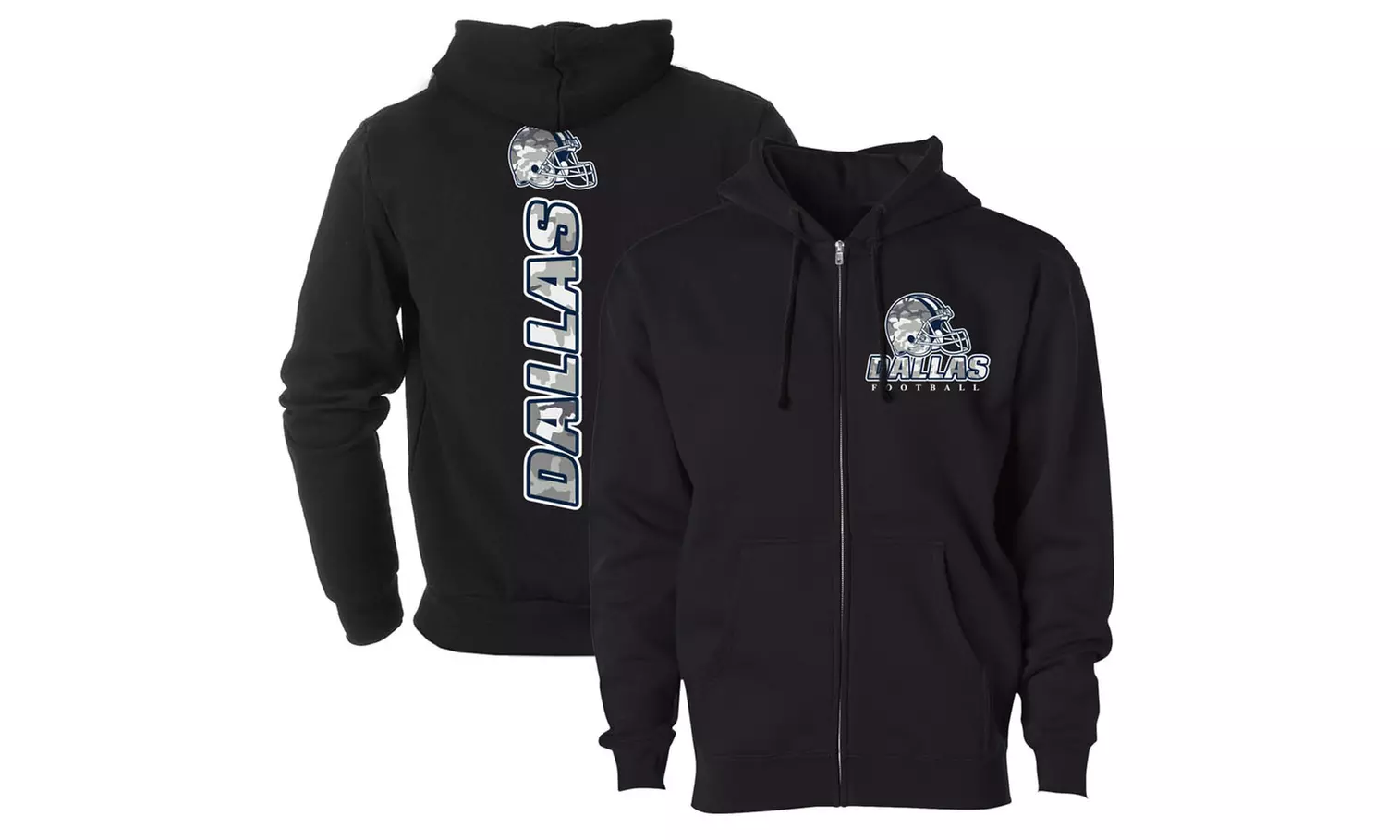 Men Army Camo Football Zip Up Hoodie (S-2XL)