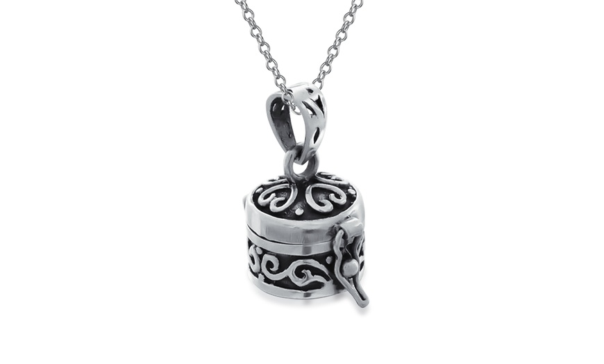 Cross Prayer Box Locket Pendant Black 925 Sterling Silver Necklace ...