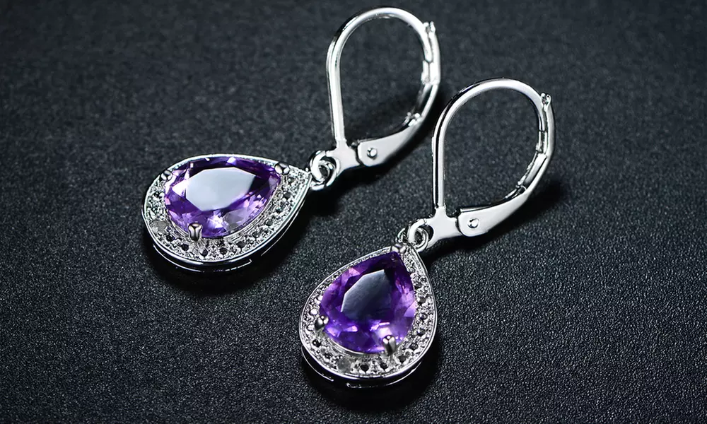 Peermont Genuine Amethyst with Diamond Accent Teardrop Earrings - Primary Image