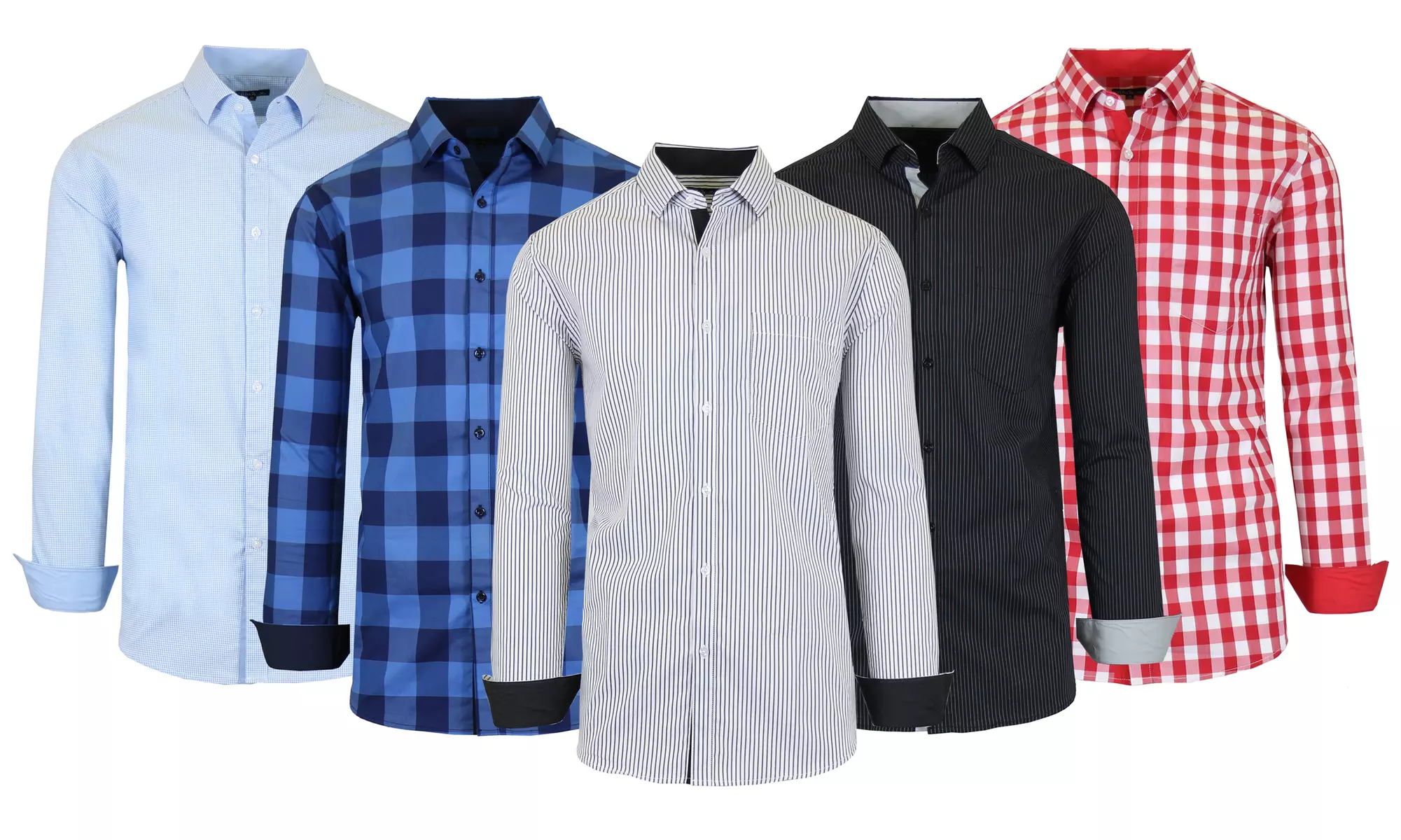 Galaxy By Harvic Men's Long Sleeve Slim-Fit Cotton-Stretch Printed Dress Shirts - Primary Image