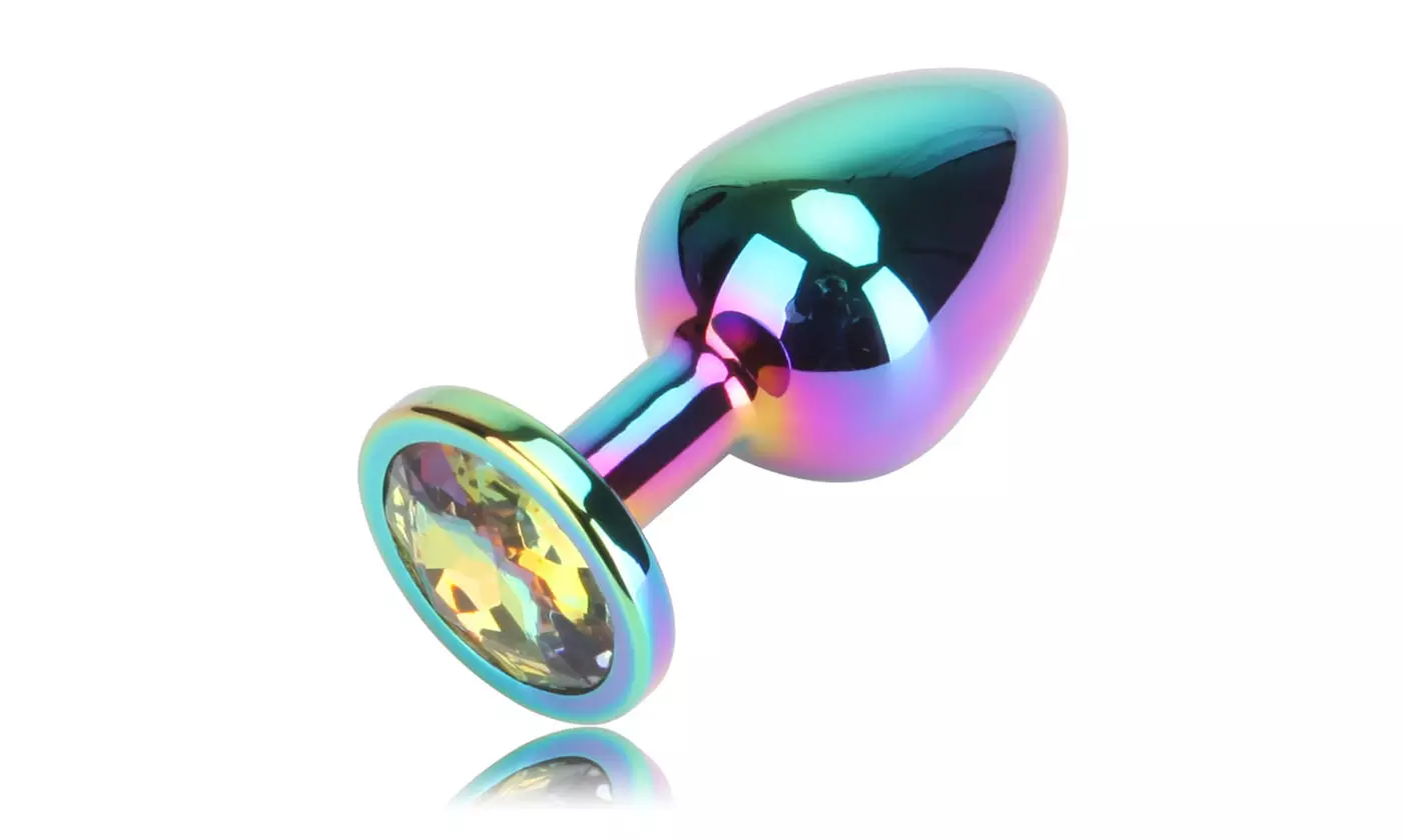 Rainbow Anal Plug Stainless Steel Metal Jewel Stimulation Toys 