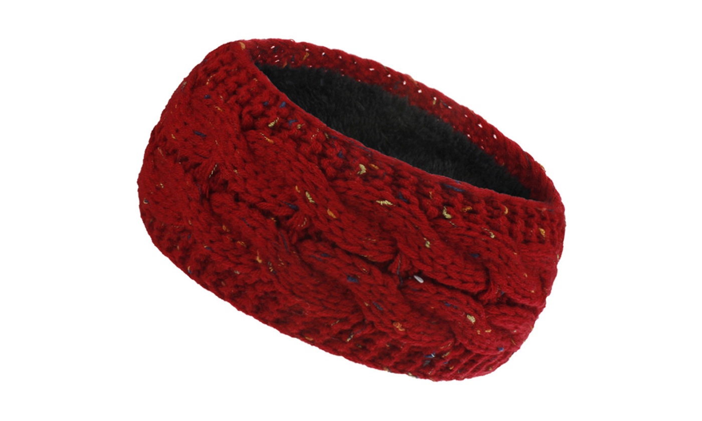 Winter Fuzzy Fleece Lined Thick Knitted Headband Headwrap 