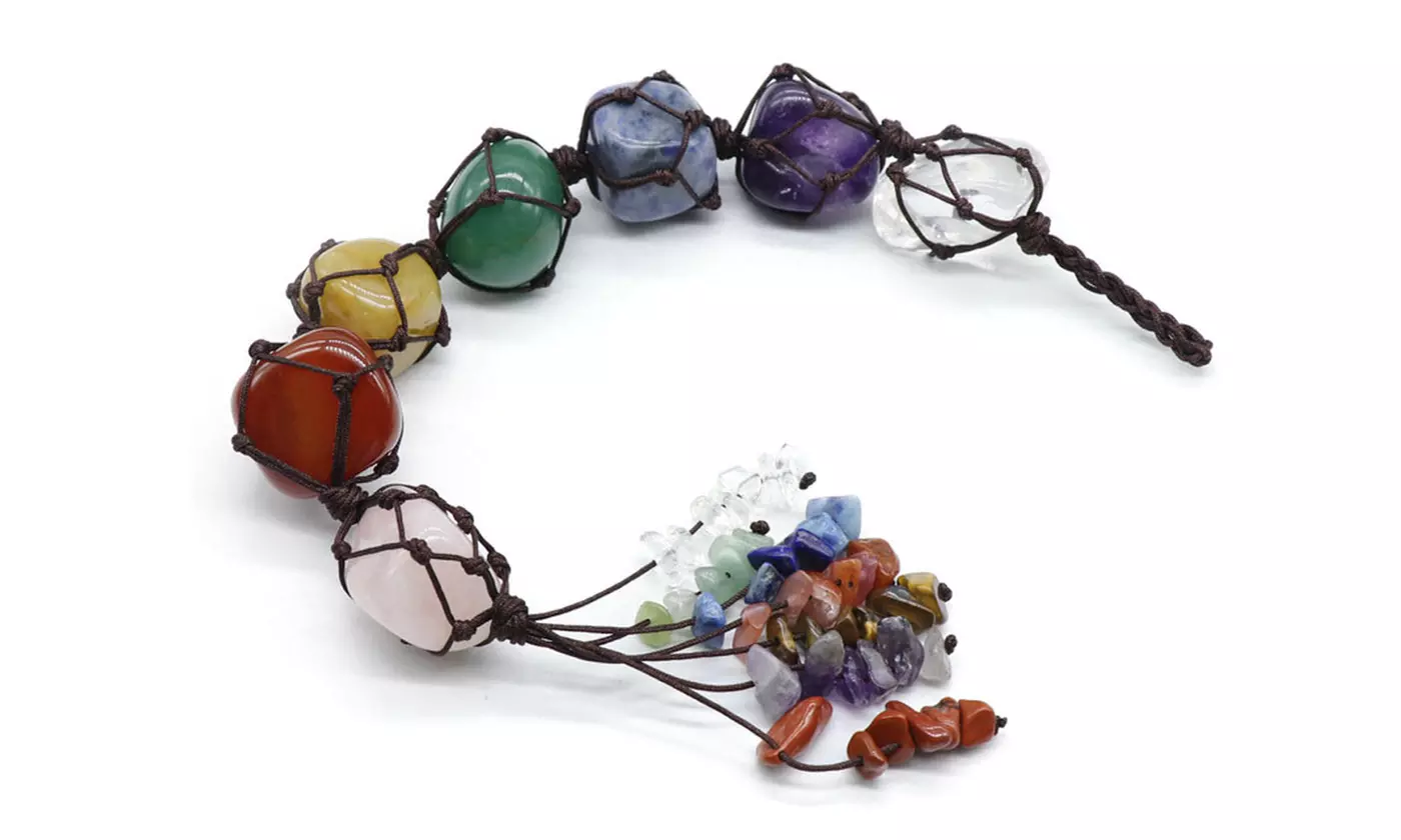 7 Chakra Natural Crystal Gemstone Tassel Hanging Stones Ornaments Car Home Decor