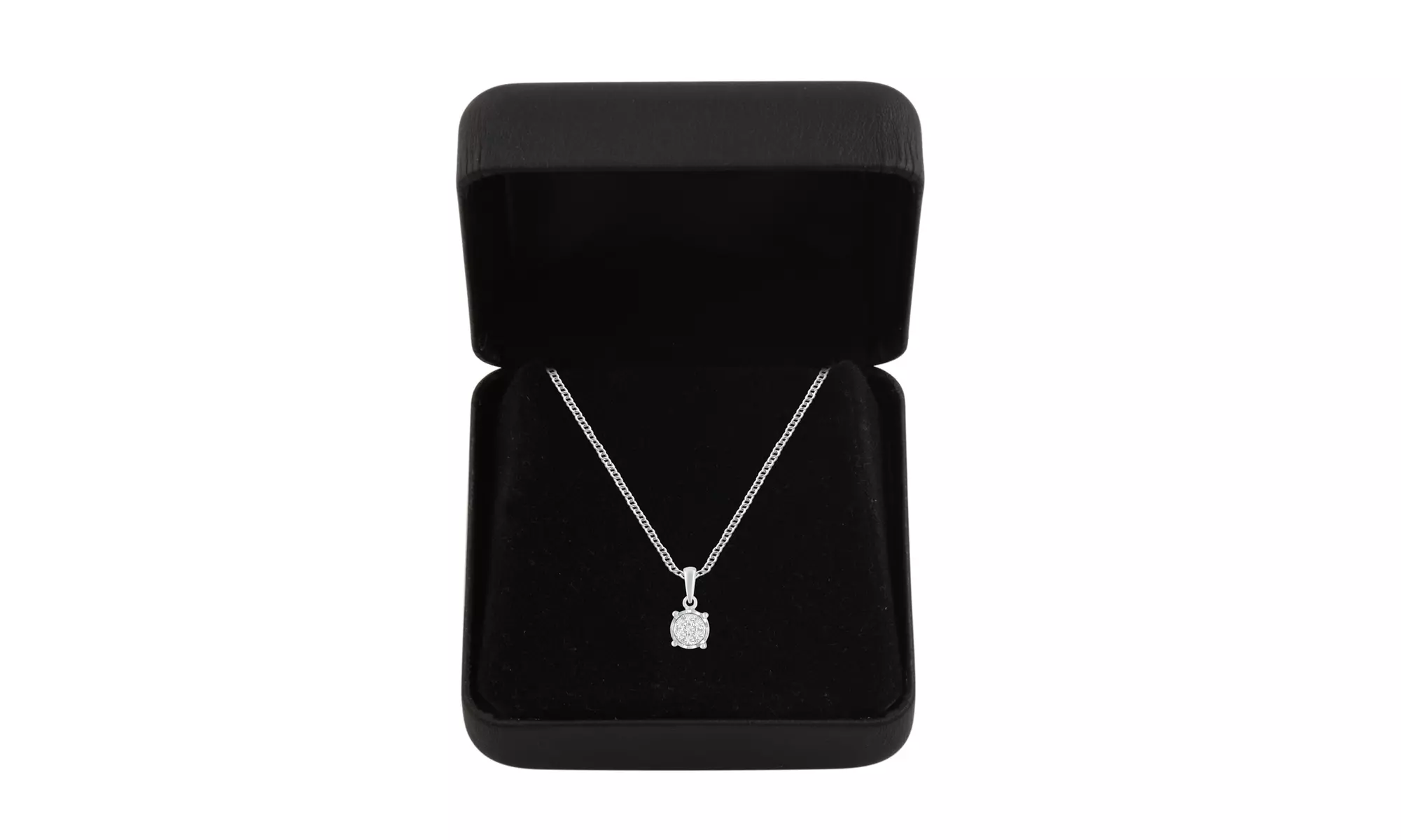 Sterling Silver Miracle Plated Round Diamond Cluster Pendant Necklace for Women