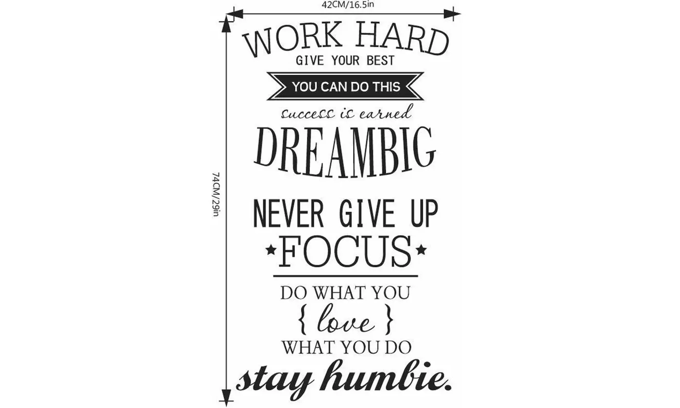 Work Hard Office Motivational Quotes Vinyl Wall Sticker Inspirational Wall Decal - Second Medium