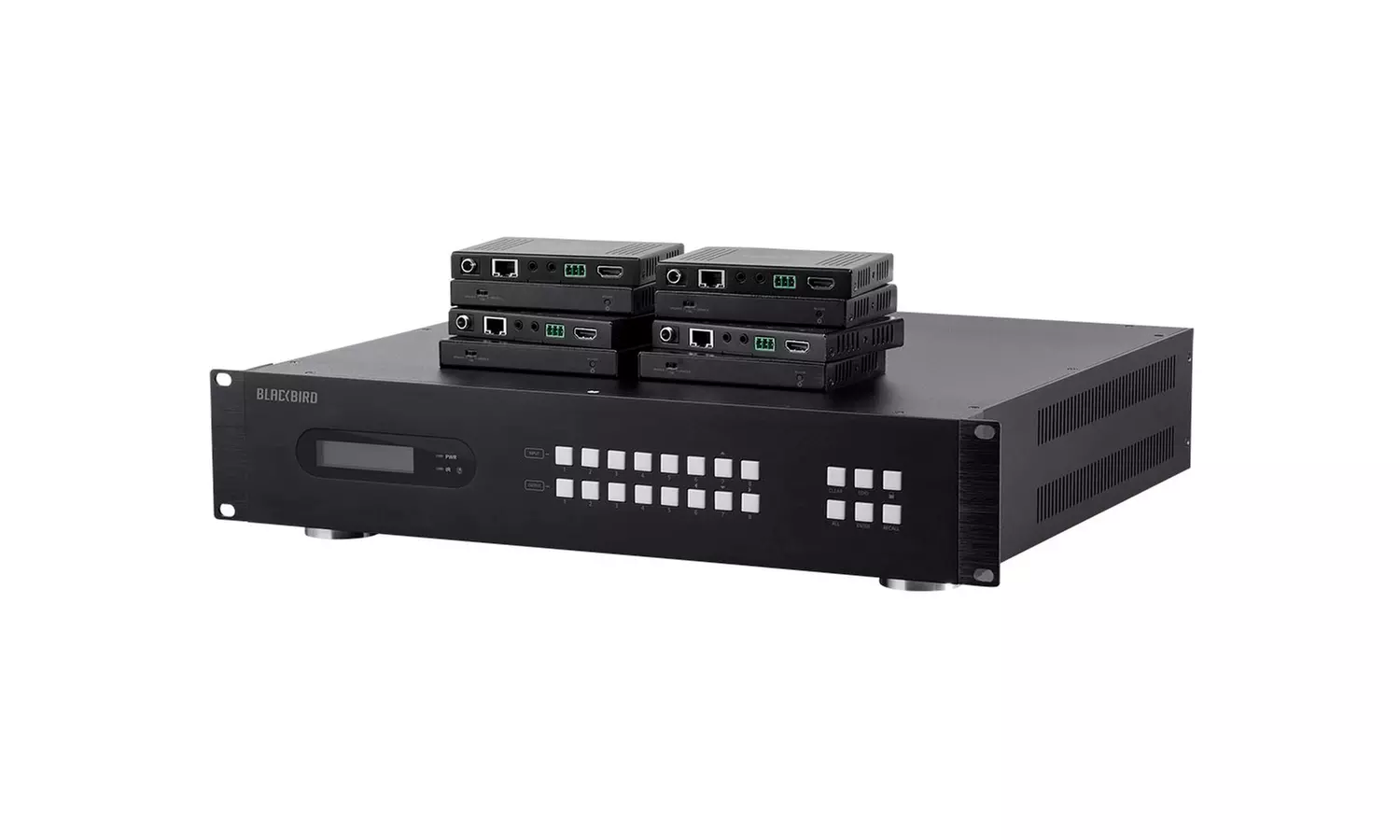 Monoprice Blackbird 4K 18Gbps HDBaseT 8x8 HDMI Matrix 8 Receivers - Primary Image