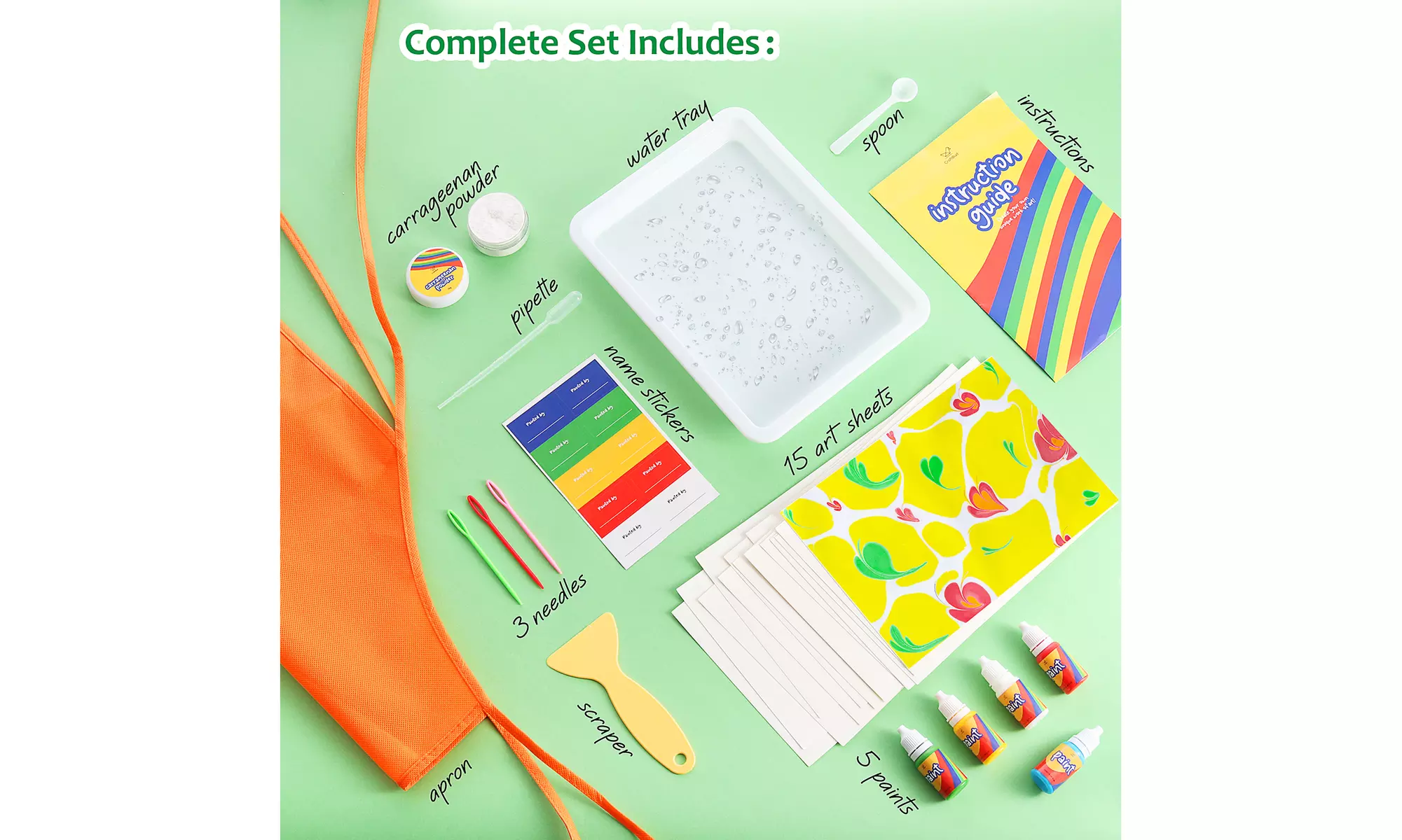 CraftBud Marbling Paint Kit for Kids - Fun Painting Set , Gift for Kids