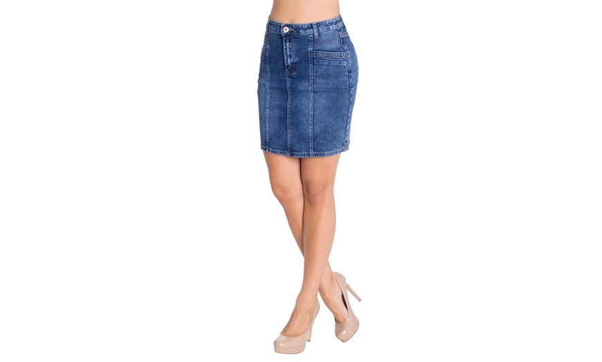 Image 3: T007-SKIRT Womens Casual Short Stretch Denim Mini Skirt