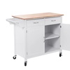 Image 8: Rolling Kitchen Cart Island Wood Top Storage Trolley Cabinet Utility Modern