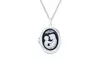 Vintage Blue Cameo Mother Loving Child Locket Hold Pictures Pendant