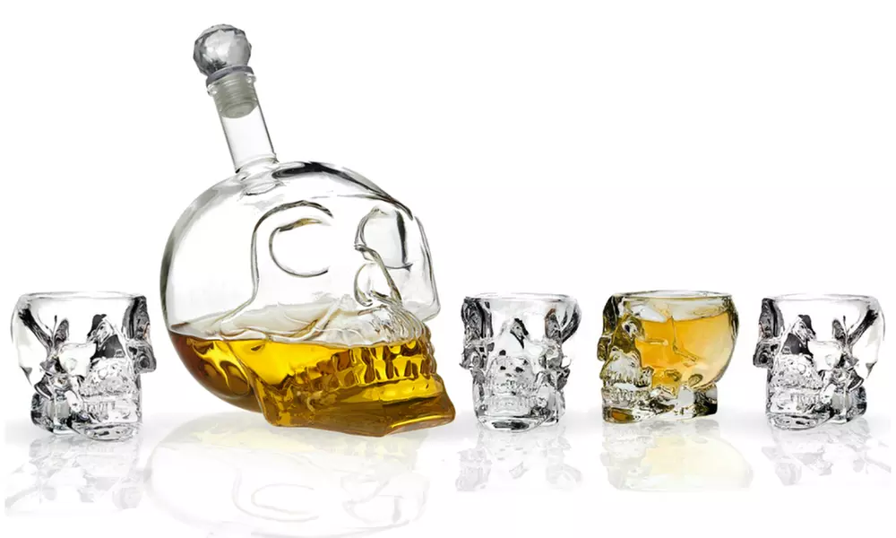 Halloween Skull Decanter and Shot Glass Gift Set (1-, 4-, or 5-Piece) - Primary Image