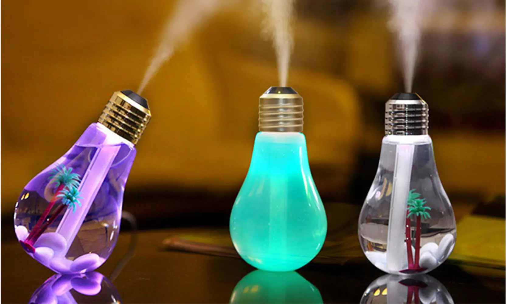 Aromatherapy Mini USB Bulb Diffuser and Air Purifier with LED Lights - Primary Image