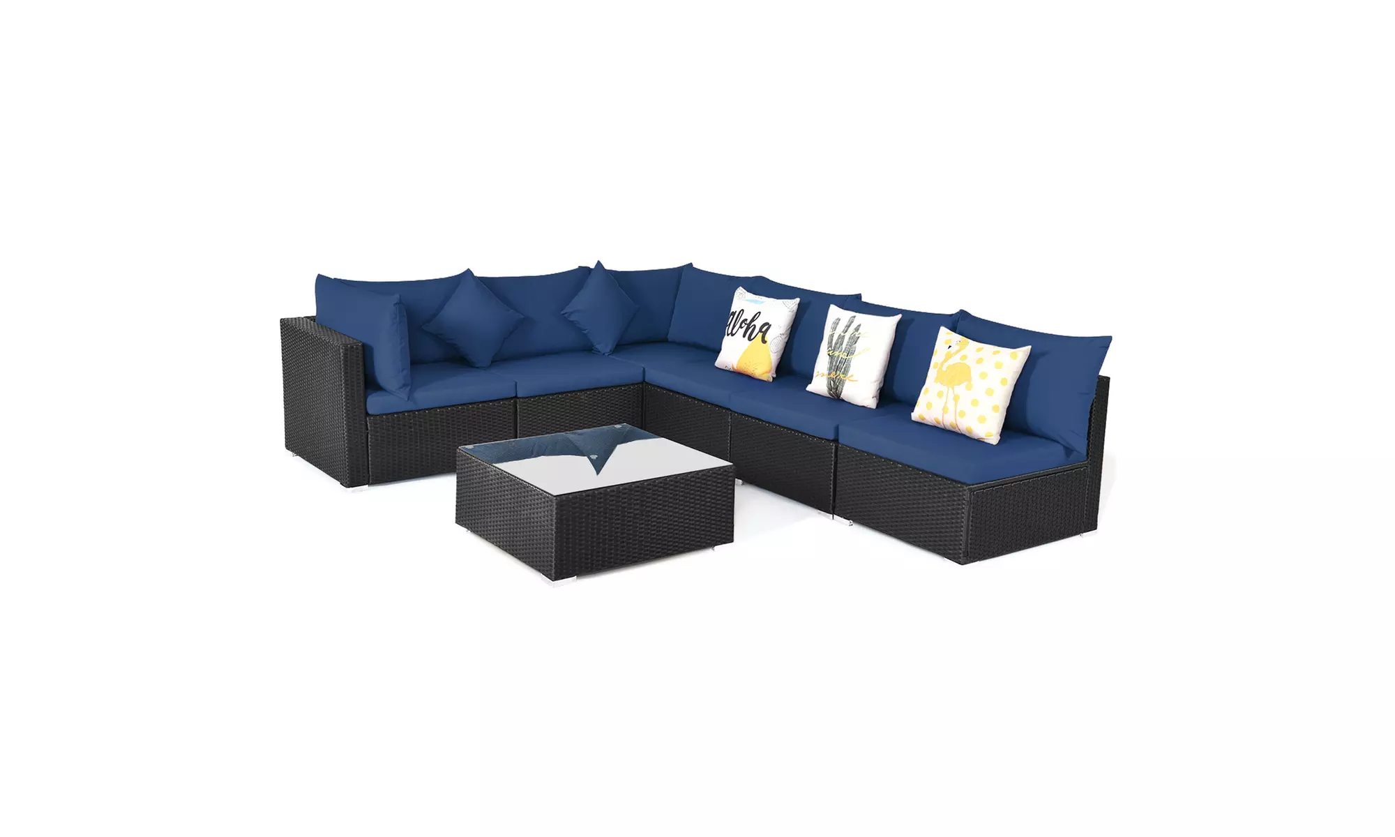 Costway 7PCS Patio Rattan Sofa Set Sectional Conversation Furniture Set Garden