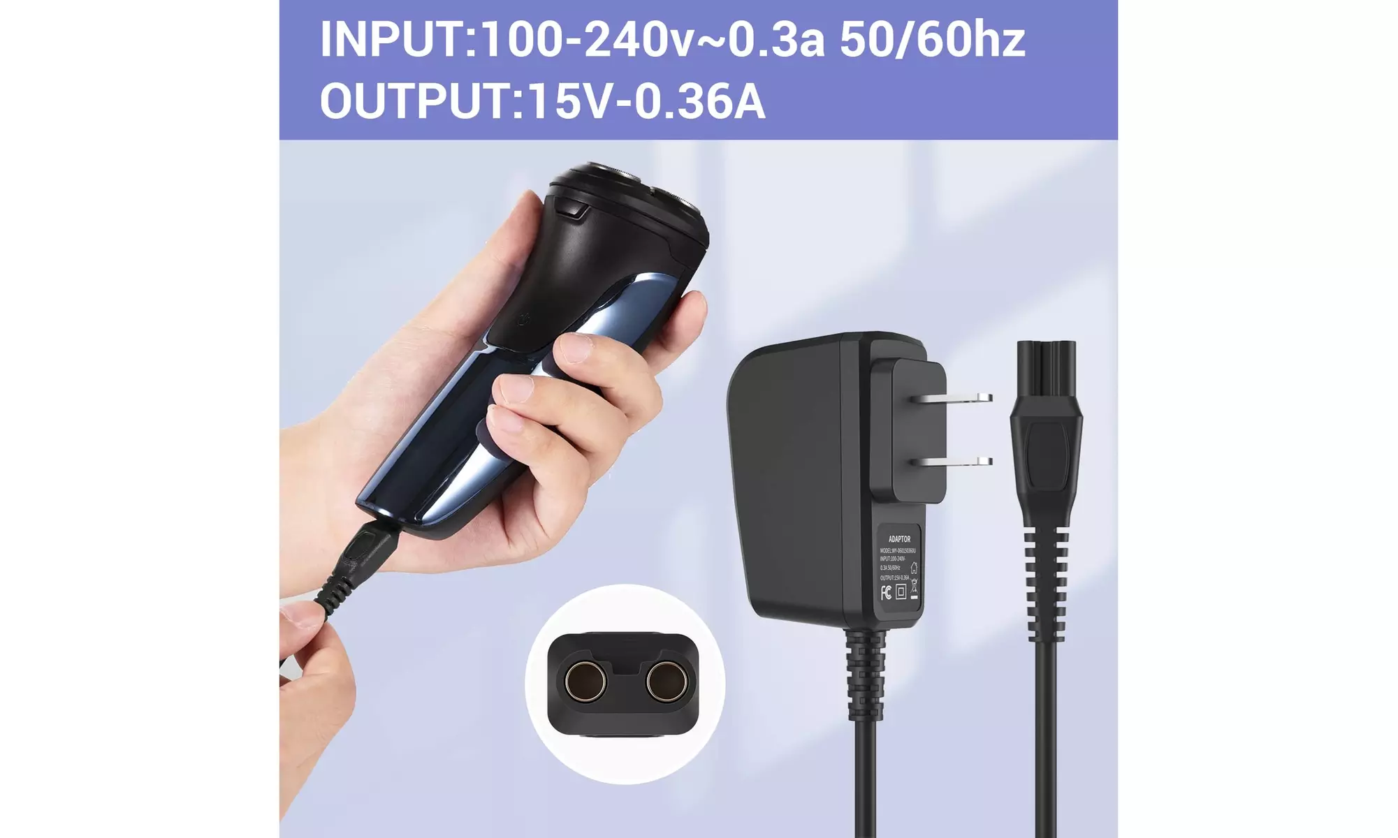 HQ8505 Norelco Charger Cord Fit for Philips Norelco HQ8505 7000 5000 mg - Primary Image