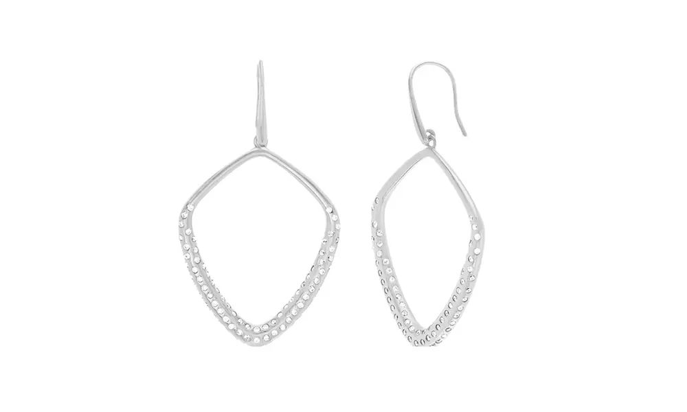 Sterling Silver Cubic Zirconia Dangling Geo Shaped Hook Earring - Second Medium