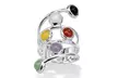 Round Multicolor Genuine Jade Bezel-Set .925 Sterling Silver Wrap Ring - Second Medium