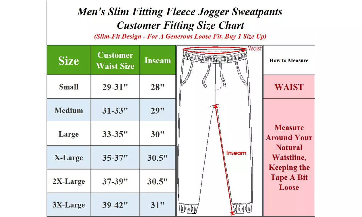 Men's Heavyweight Slim-Fit Fleece Joggers With Waterproof Zipper Pockets