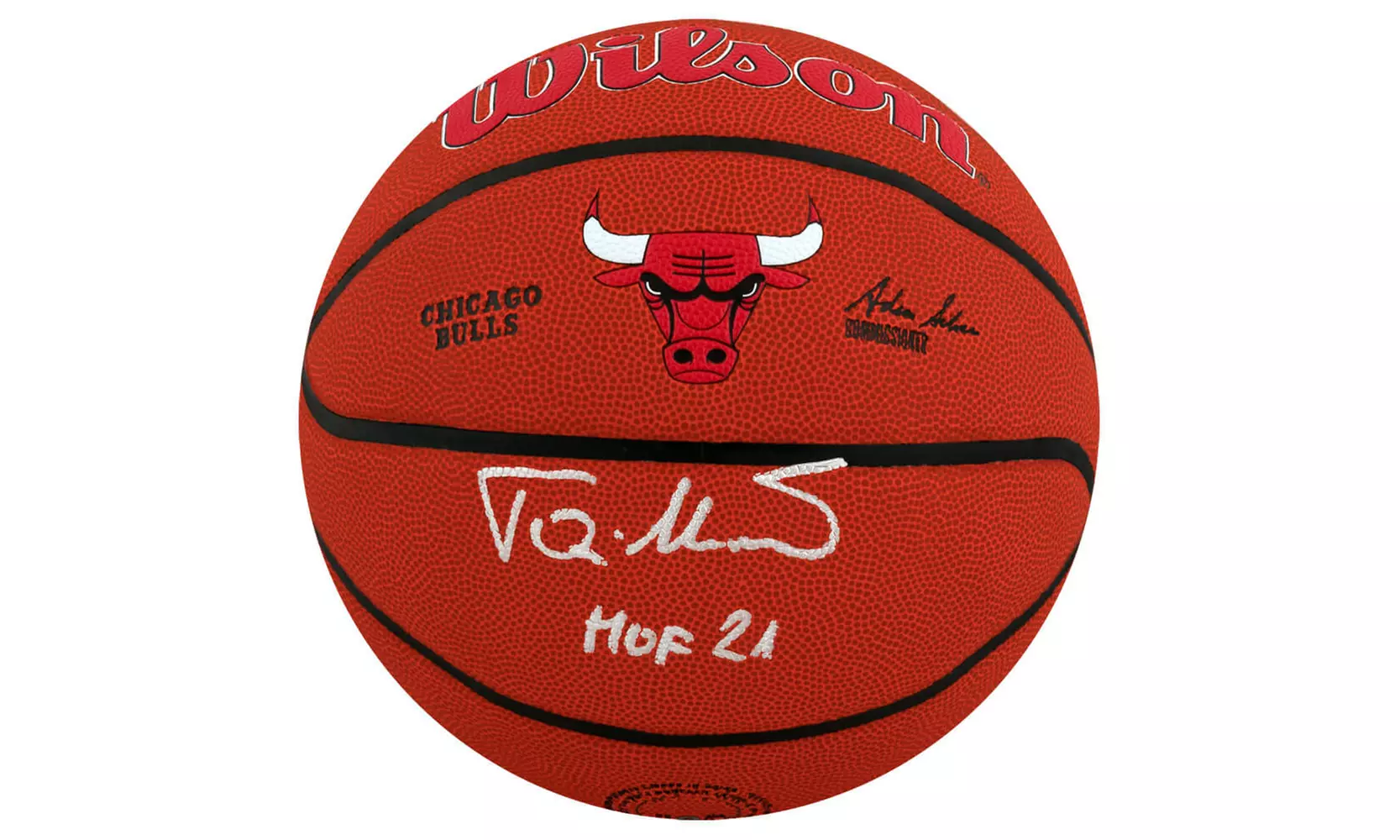 Toni Kukoc Signed Wilson Chicago Bulls Logo NBA Basketball w/HOF'21