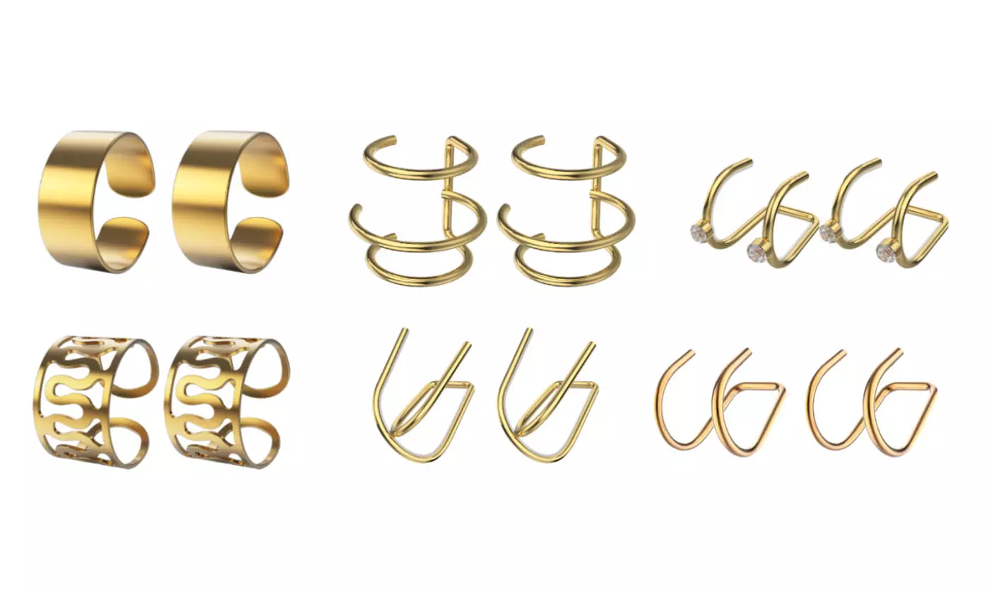 12 Pcs Ear Cuff Wrap Earrings Set No Piercing Clip Cartilage Ear Clips