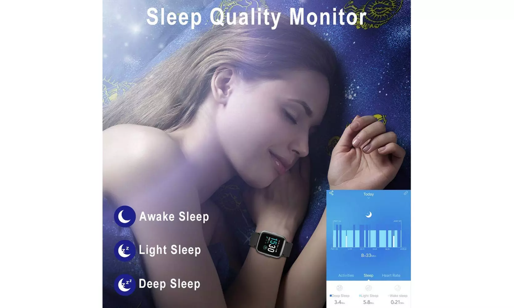 KUNGIX smart watch, full touch screen fitness tracker with heart rate monitor - Second Medium