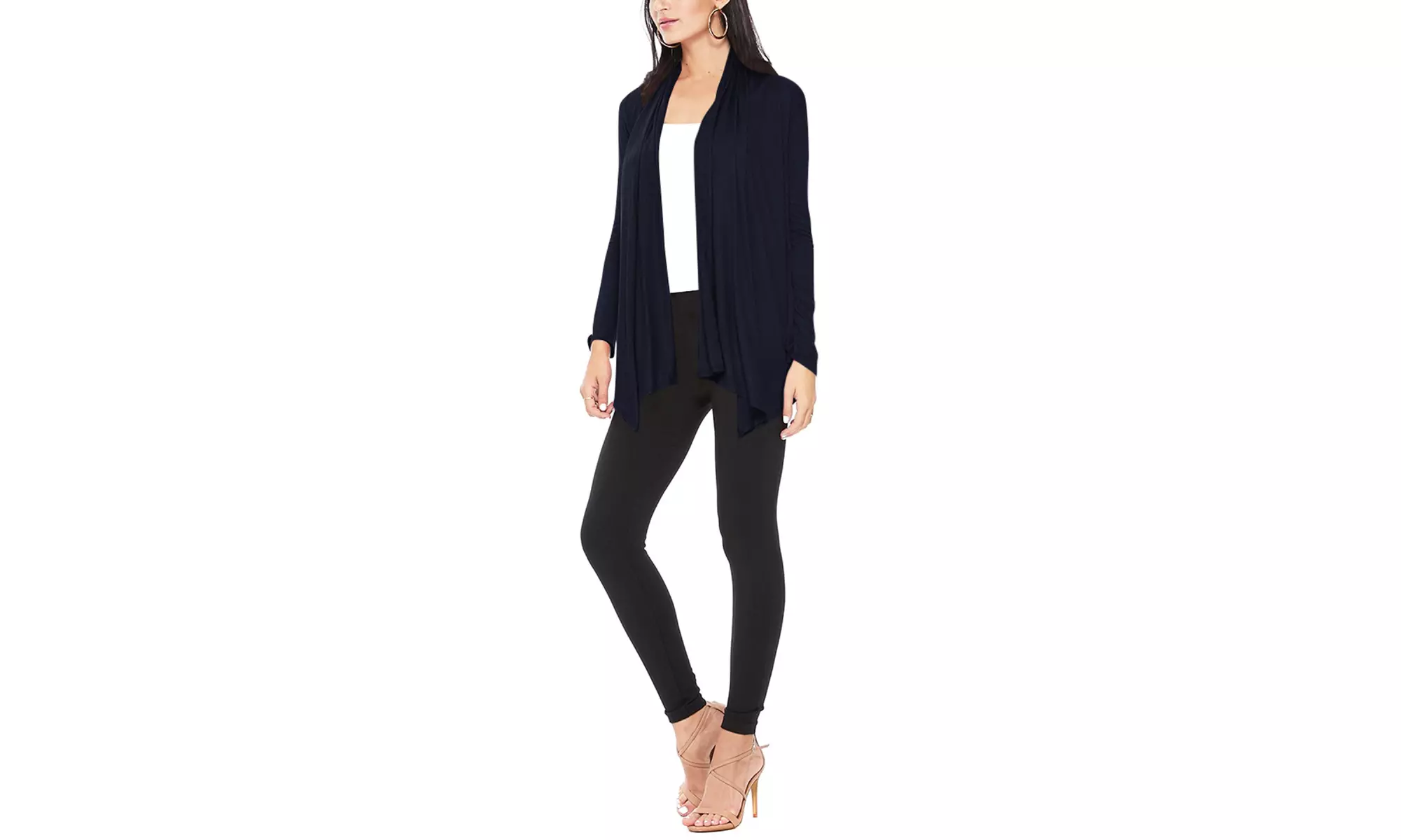 Women's Casual Long Sleeve Open Front Draped Cardigan (Pack of 2)