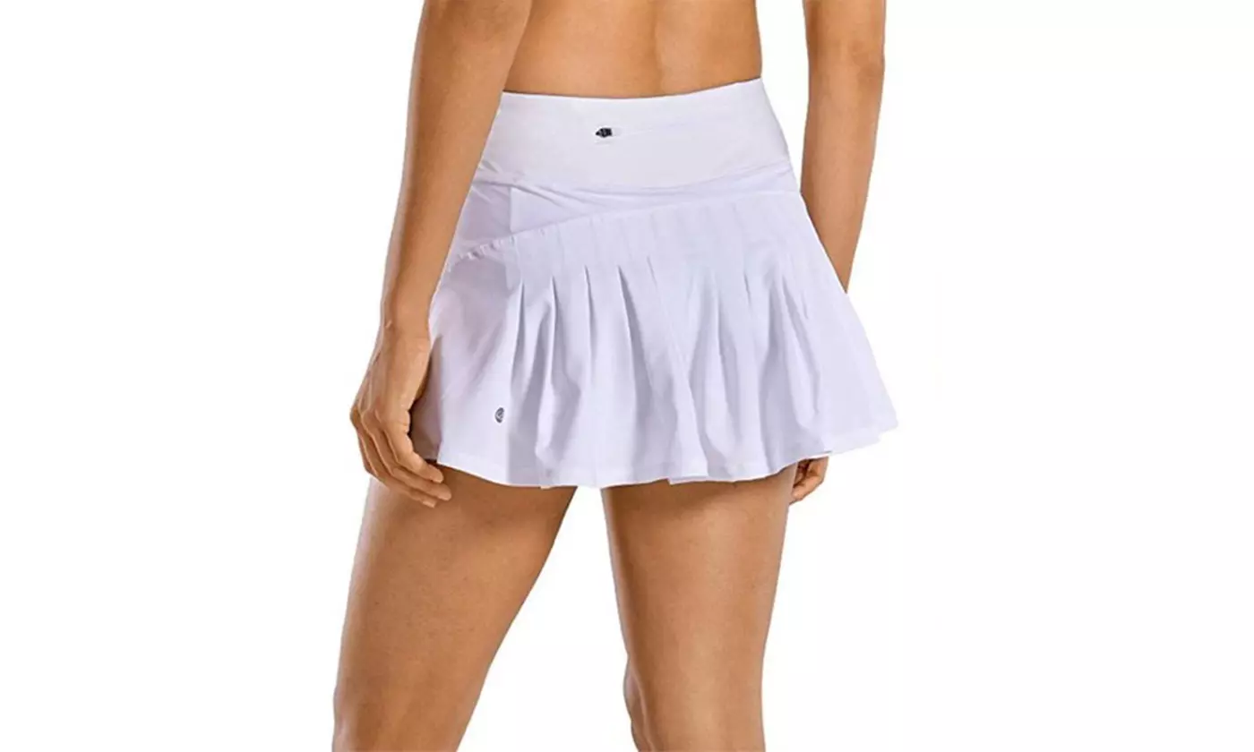 Women's Athletic Tennis Golf Skirts Mid-Waisted Pleated Shorts With Pocket - Second Medium