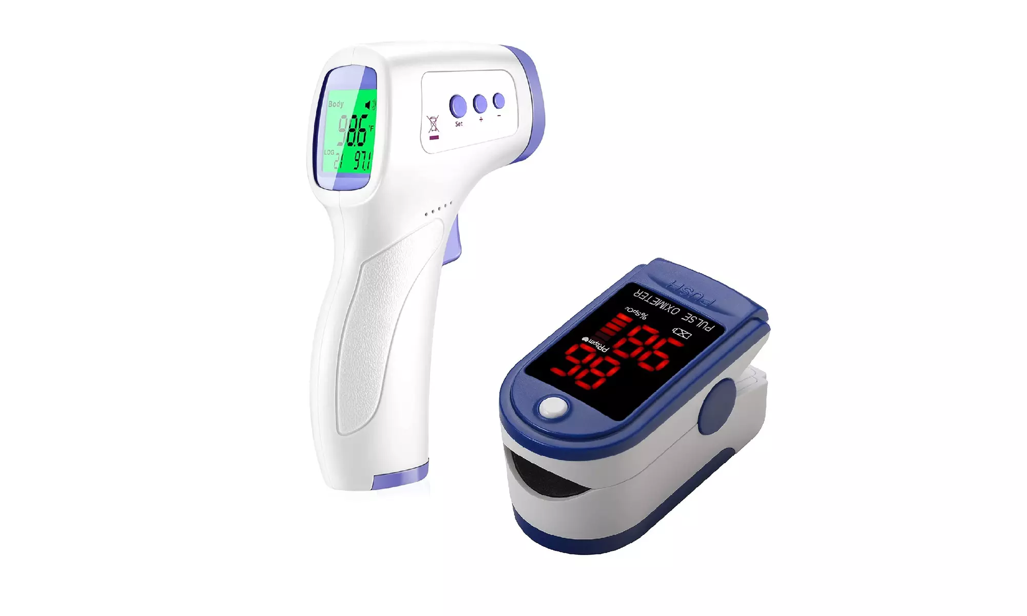 Fingertip Pulse Oximeter and Non-Contact Infrared Forehead Thermometer SpO2  - Primary Image