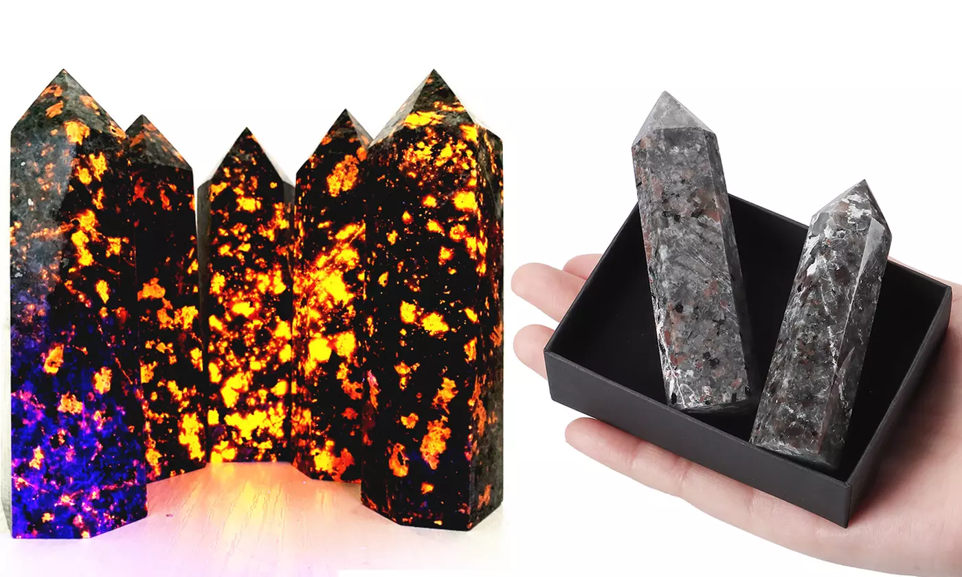 Yooperlite Quartz Crystal Reiki Chakra Healing Stone Wand with Box - Primary Image