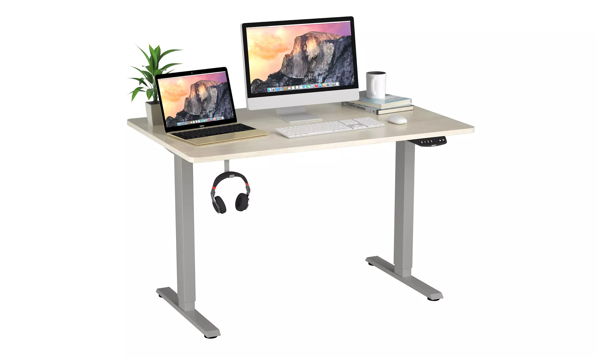 Costway 48'' x 30'' Electric Adjustable Standing up Desk Dual w/ Controller - Primary Image