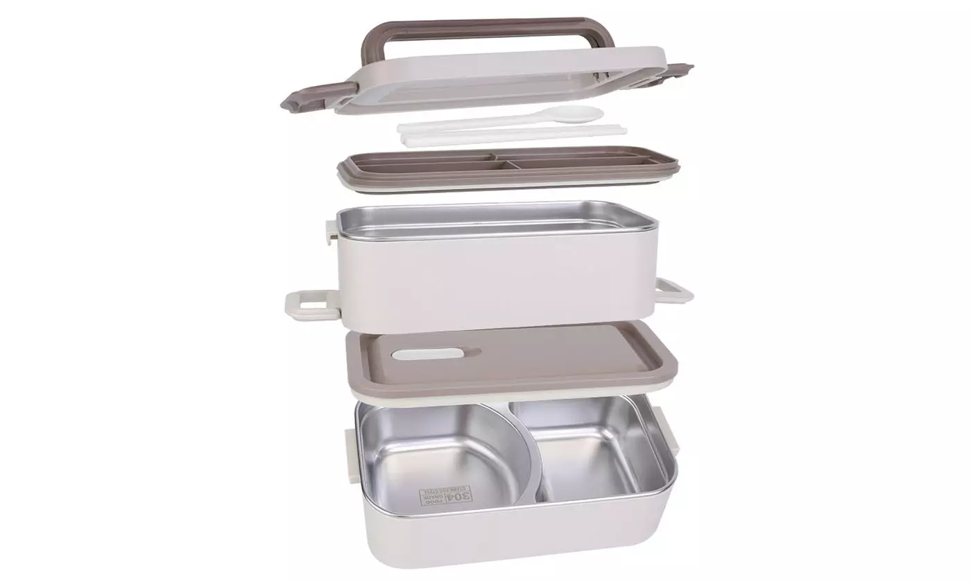 NewHome 2-Layer Leakproof Bento Lunch Box with Utensils and Food Compartments