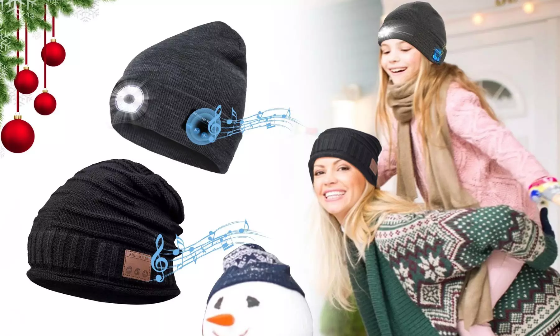 Bluetooth Headphones Beanie Hat Led Bluetooth Knitted Cap for Christmas Gifts - Primary Image