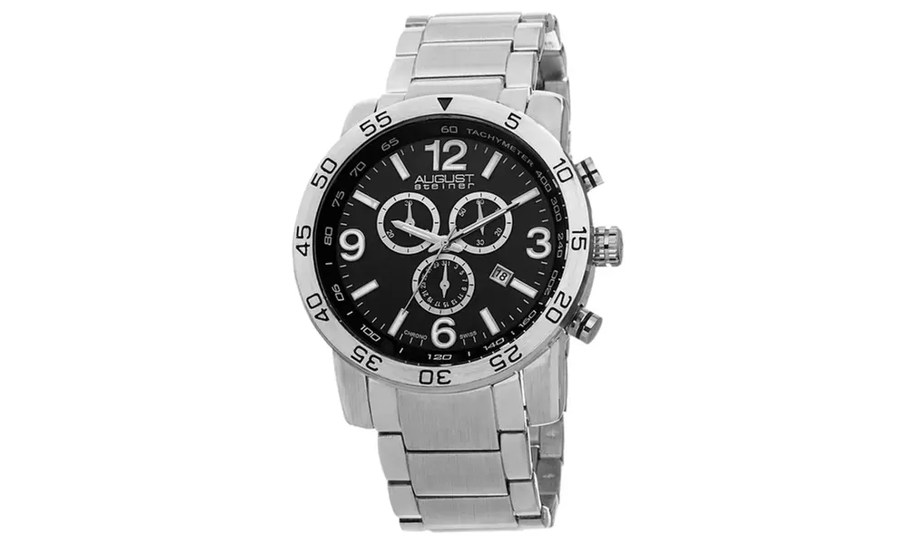 August Steiner Men's Quartz Chronograph Bracelet Watch ASGP8097SSB - Primary Image