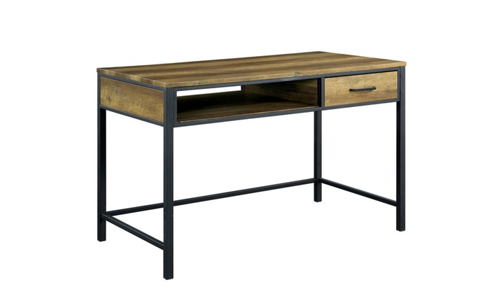 Furniture Of America Jaro Industrial Desk In Rustic Oak And Black