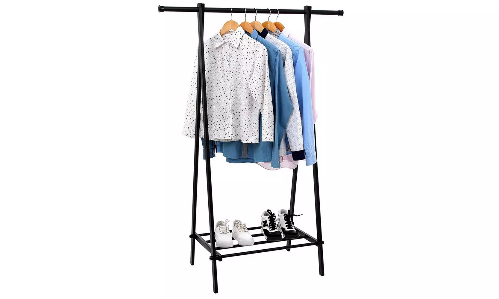 Garment Rack Metal Clothes Coat Shoe Storage Shelf Black - Primary Image