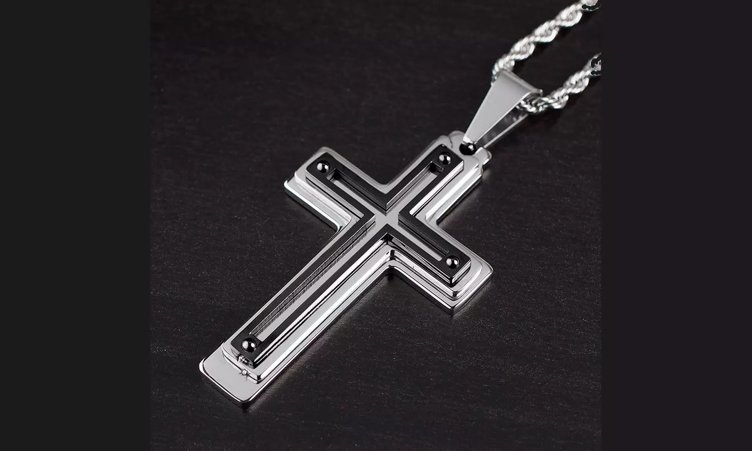 Two Tone Stainless Steel Multi Layer Cross - Second Medium
