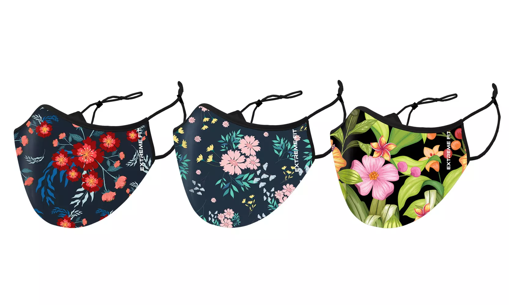 Two-Layered Floral Collection Face Mask With Adjustable Earloop (3-Pack) - Second Medium