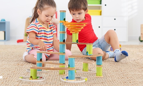 Costway Wooden Marble Run Construction 111PCS STEM Educational Learning Toys