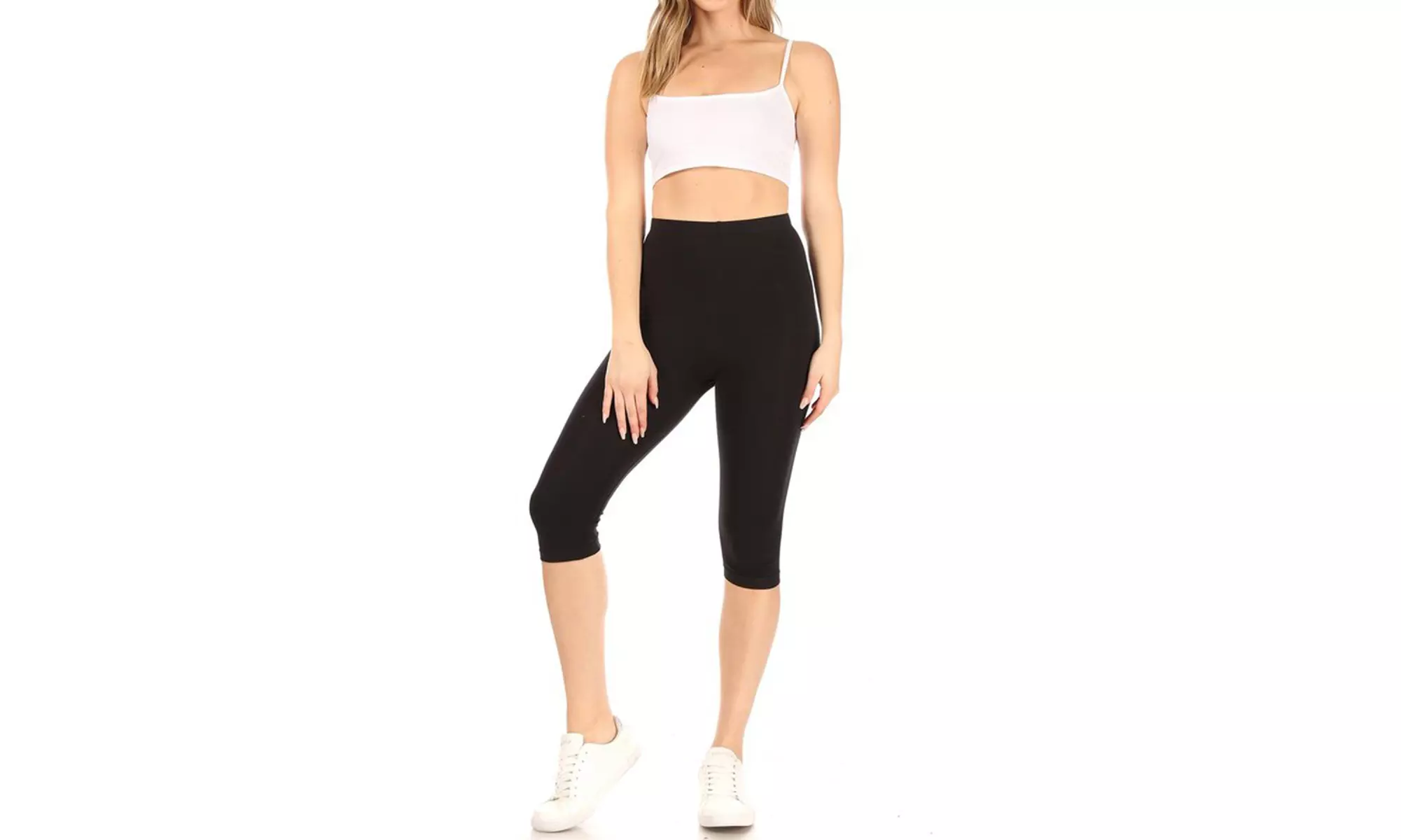 Women's Casual Solid Slim Running Yoga Capri Leggings (Pack of 3)