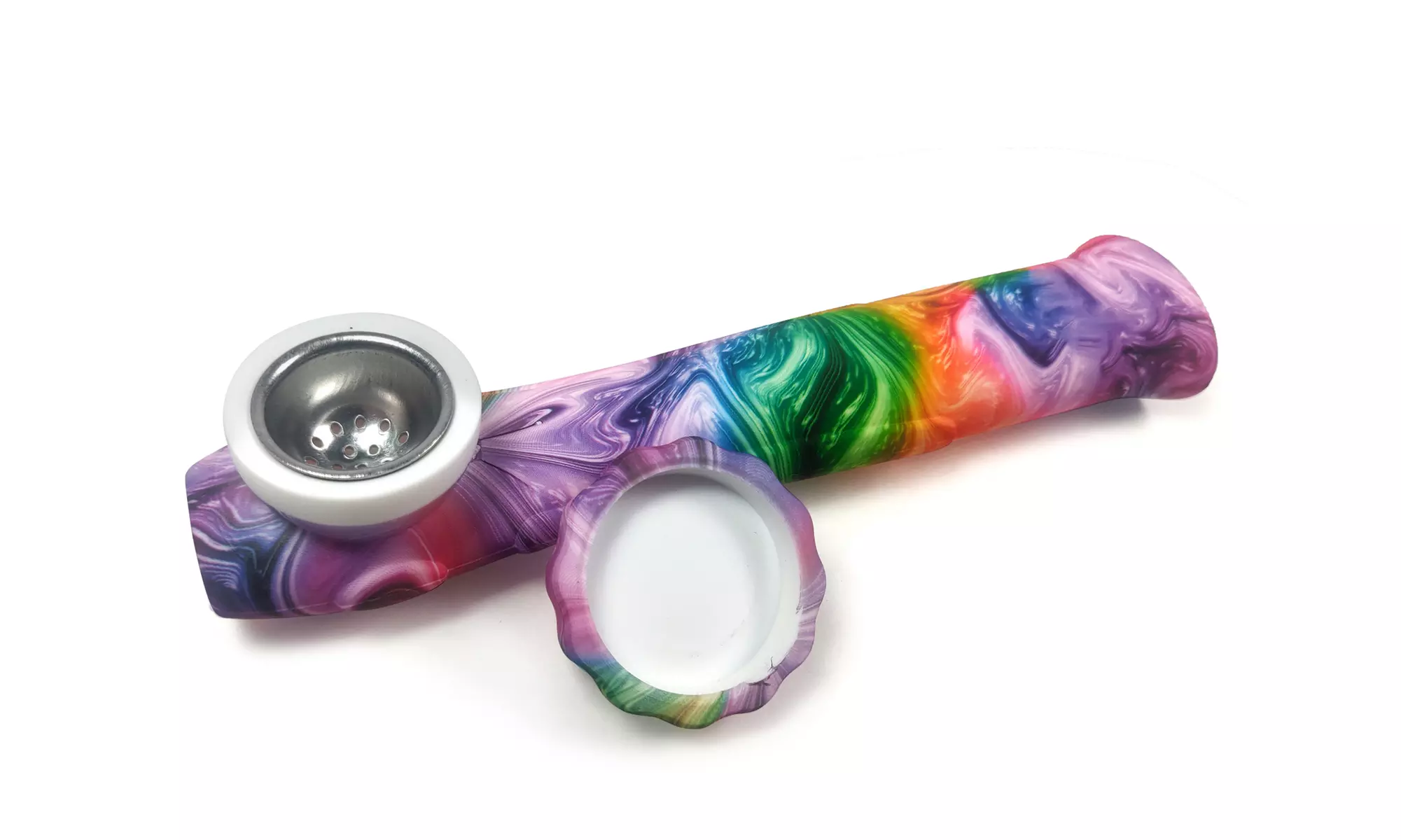 Rainbow 6 Inche Silicone Hand PIpe with Lid - Second Medium