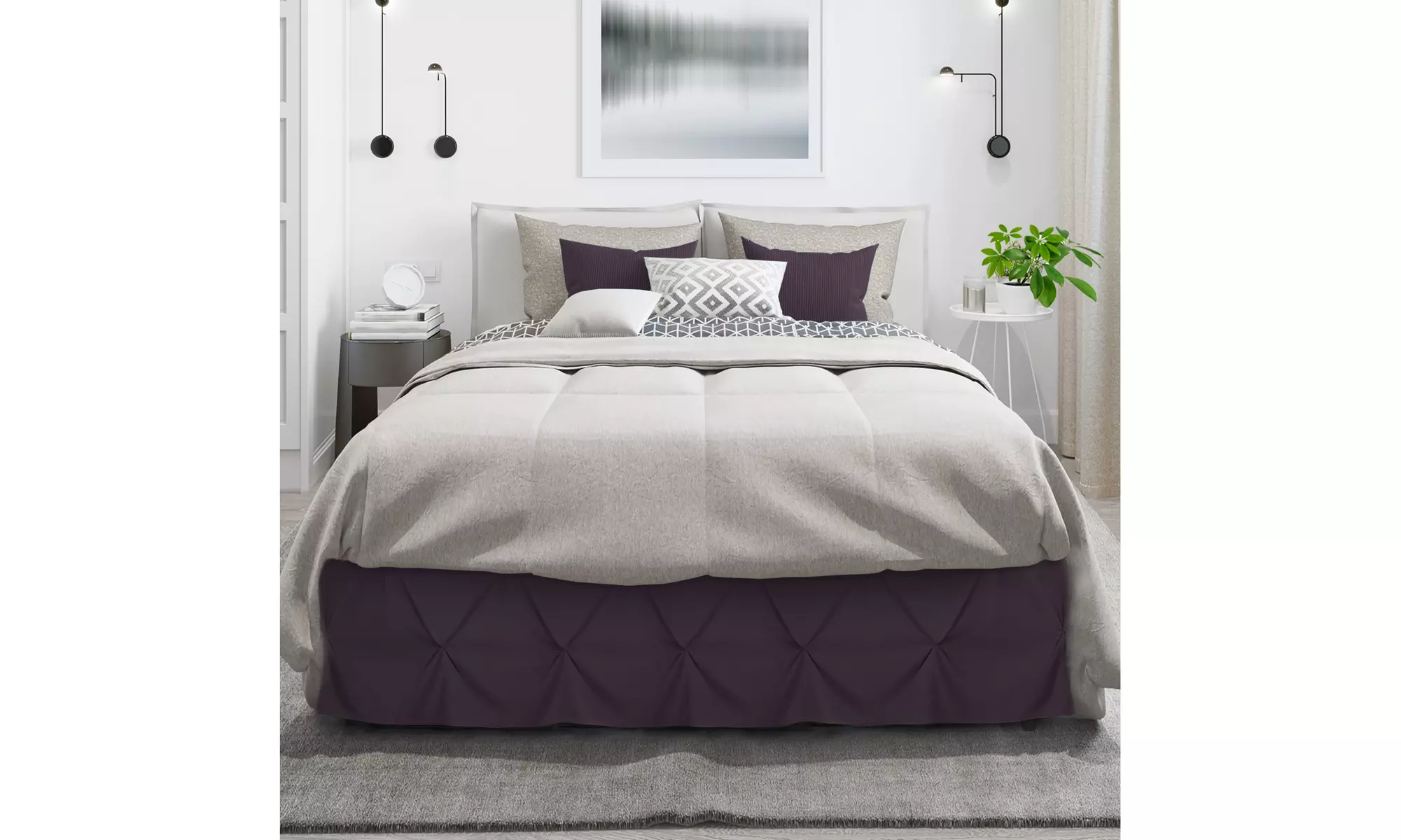 Nestl Pinch Pleat Bed Skirt - 14 inch Tailored Drop Pintuck Dust Ruffle